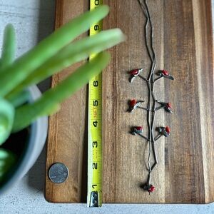 Silver Woodland Animal Vintage Necklace with Red Accents